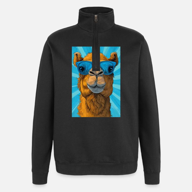 Kamel - Quarter-Zip-Sweatshirt - Schwarz