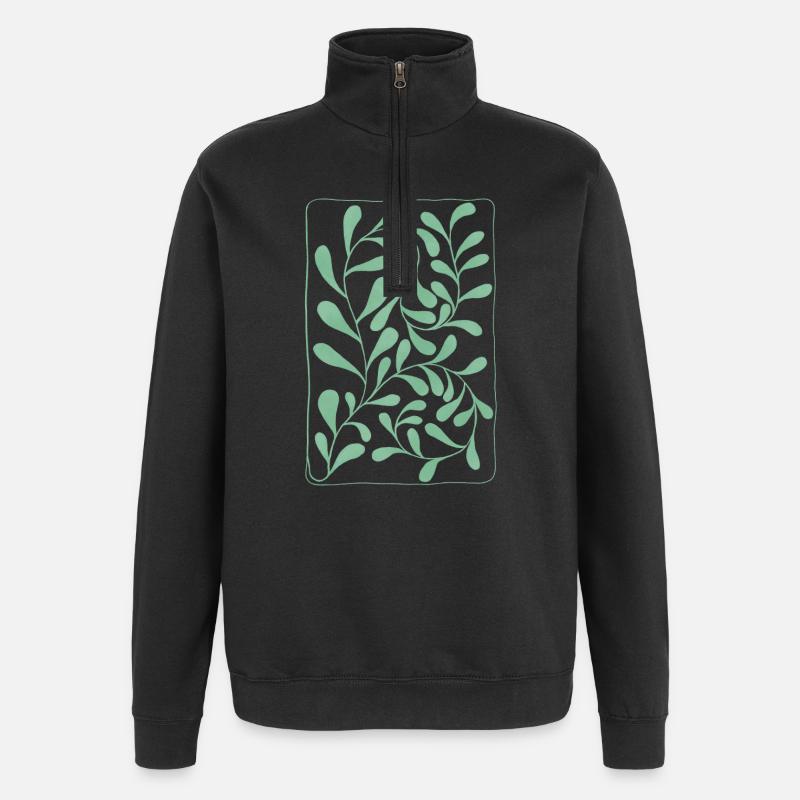 Eucalyptus Leaves - Quarter-Zip Sweatshirt - black