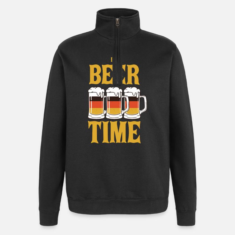 Lustiger Bier Spruch  - Quarter-Zip-Sweatshirt - Schwarz