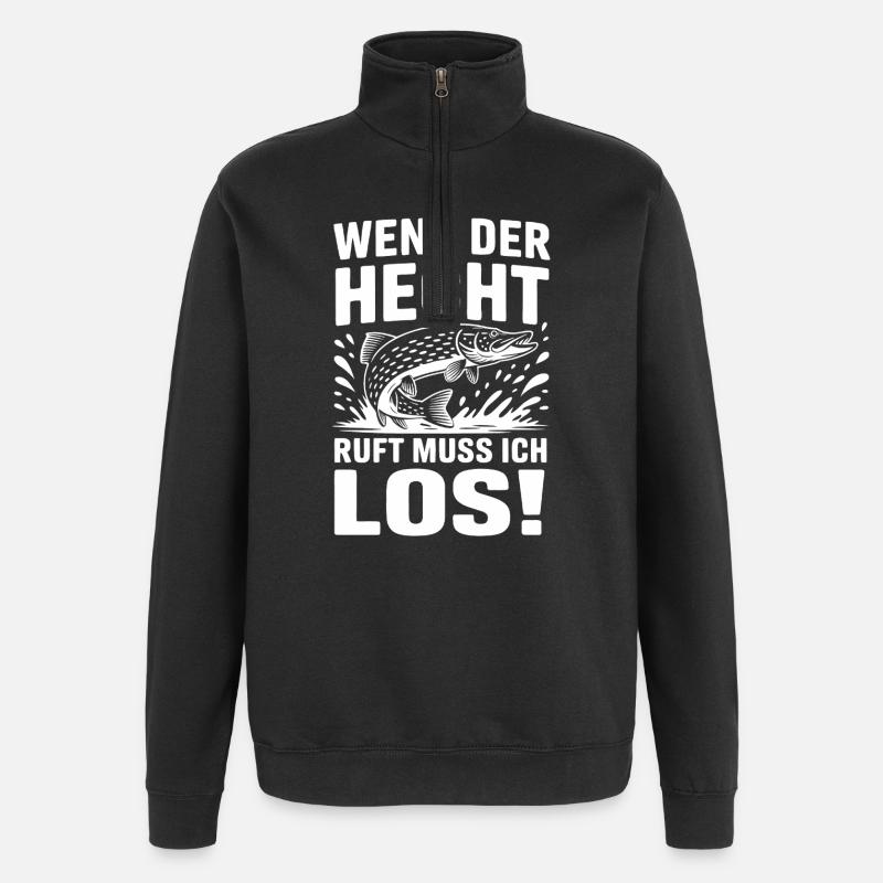Der Hecht ruft! - Quarter-Zip-Sweatshirt - Schwarz