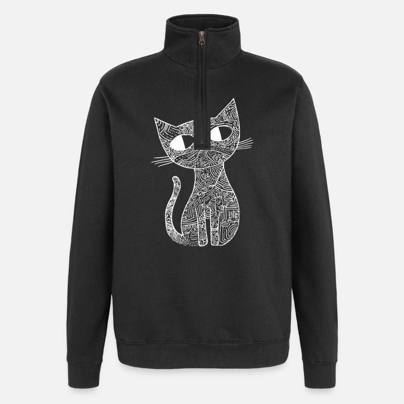 Cat Sketch - Quarter-Zip Sweatshirt - black