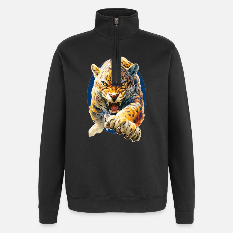 Leopard - Quarter-Zip-Sweatshirt - Schwarz