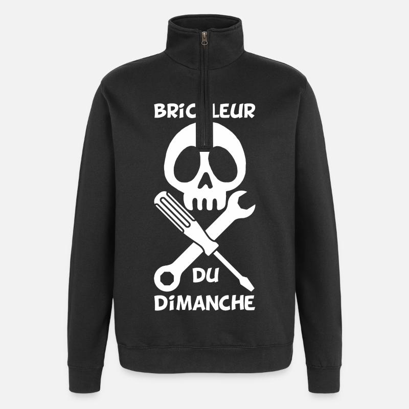 Bricoleur du dimanche (blanc) - Sweat à zip 1/4 - noir