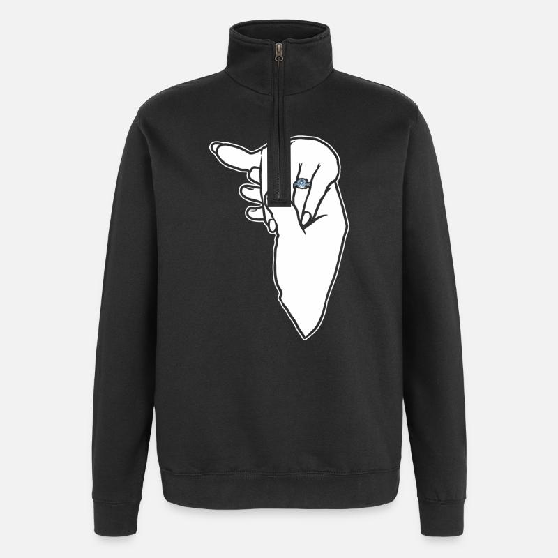Verlobungs-Ehering-Hand - Quarter-Zip-Sweatshirt - Schwarz