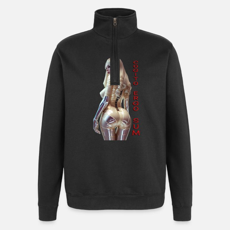 Cogito 01 (with text) - Quarter-Zip Sweatshirt - black