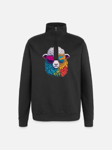 moutons frais - Sweat à zip 1/4 - noir