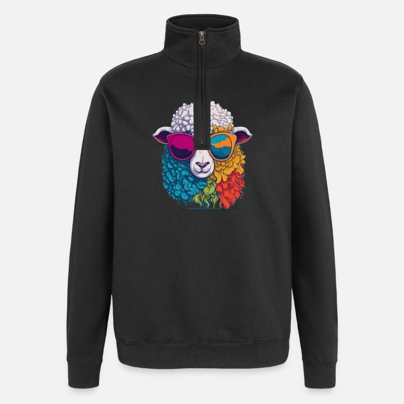 cool sheep - Quarter-Zip Sweatshirt - black