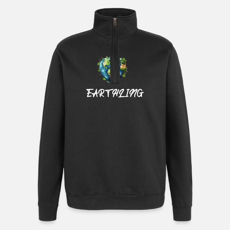 Citoyen terrien du monde - Sweat à zip 1/4 - noir