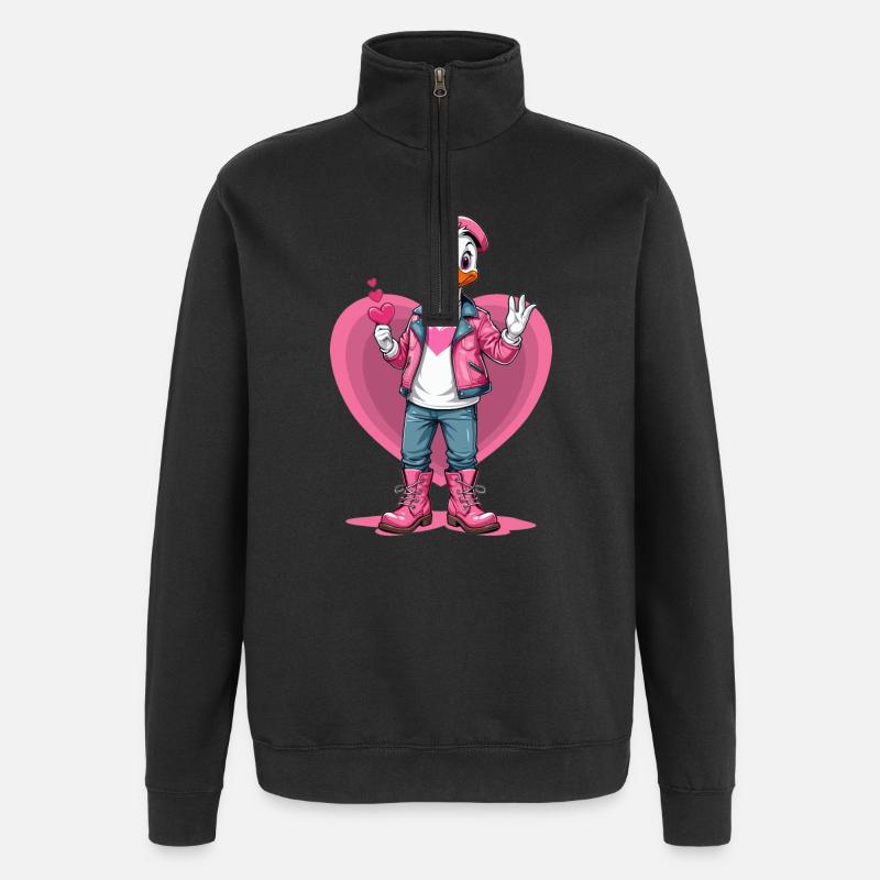 Süße Ente mit Herz - Quarter-Zip-Sweatshirt - Schwarz