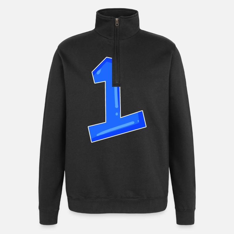 Number 1 blue - Quarter-Zip Sweatshirt - black