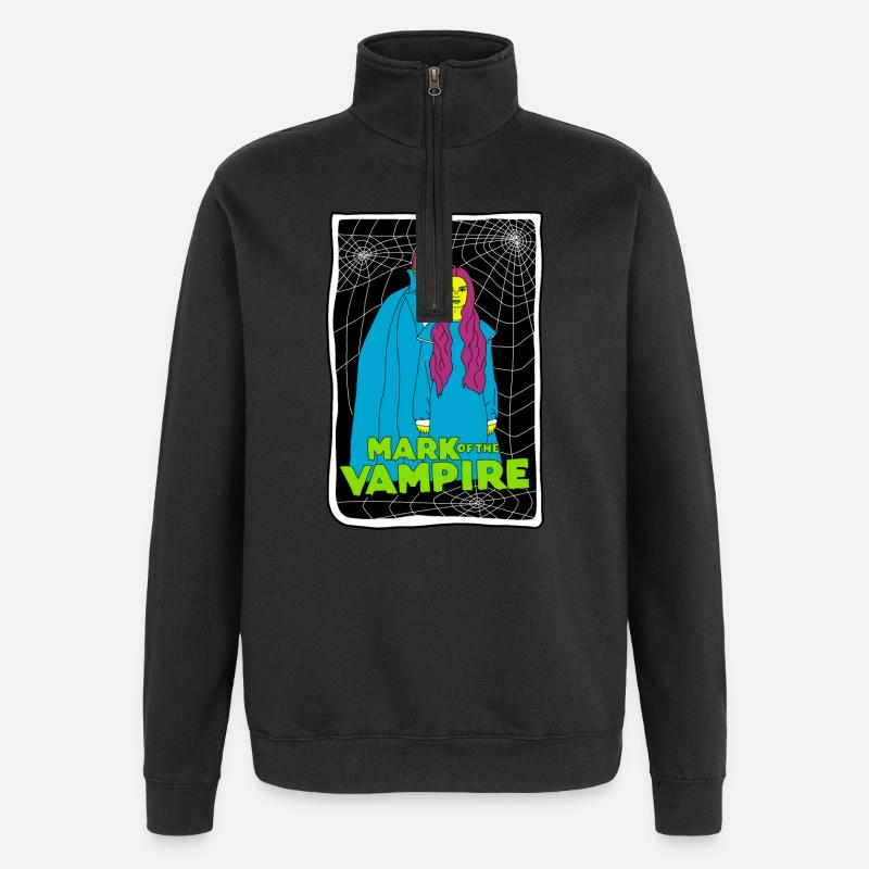 Vampire Duo with Spiderweb Background - Quarter-Zip Sweatshirt - black