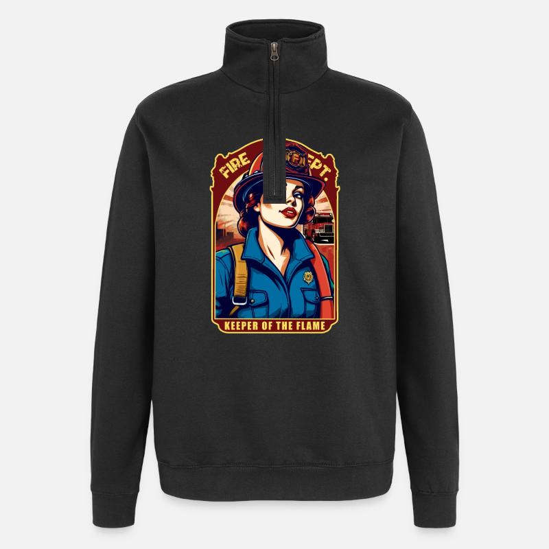 Feuerwehrfrau - Quarter-Zip-Sweatshirt - Schwarz