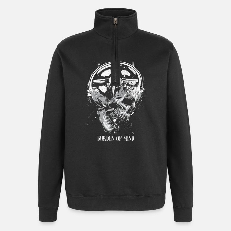 Burden of Mind Skull Wheel - Quarter-Zip Sweatshirt - black