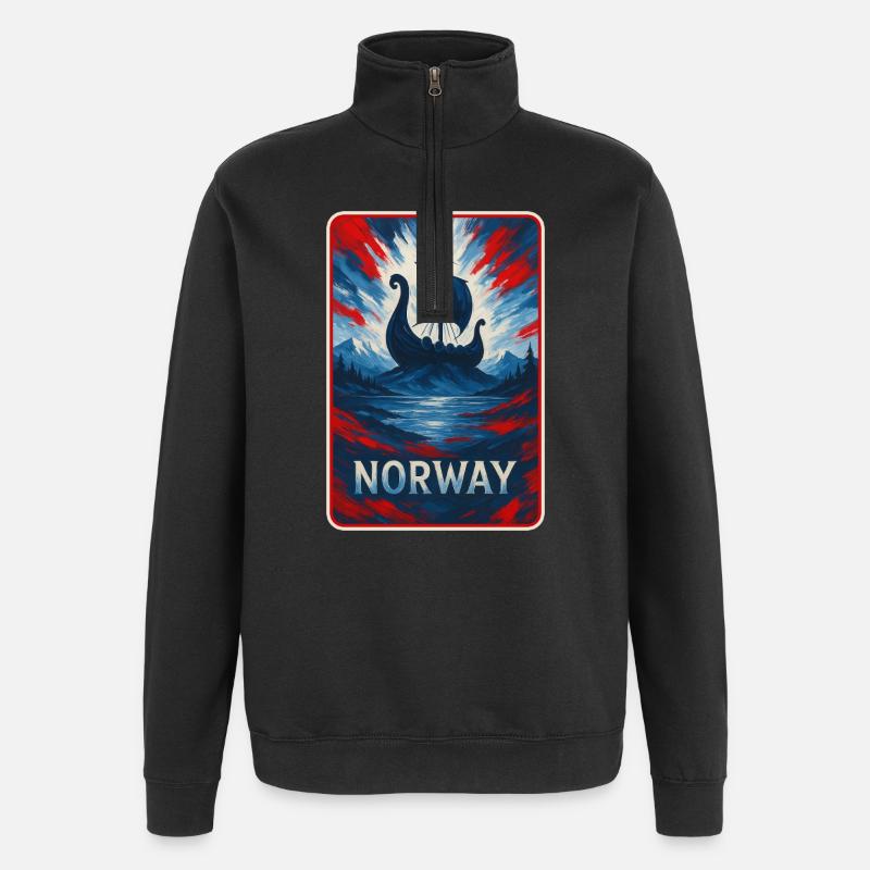 Norway Landscape Flags Design - Quarter-Zip Sweatshirt - black