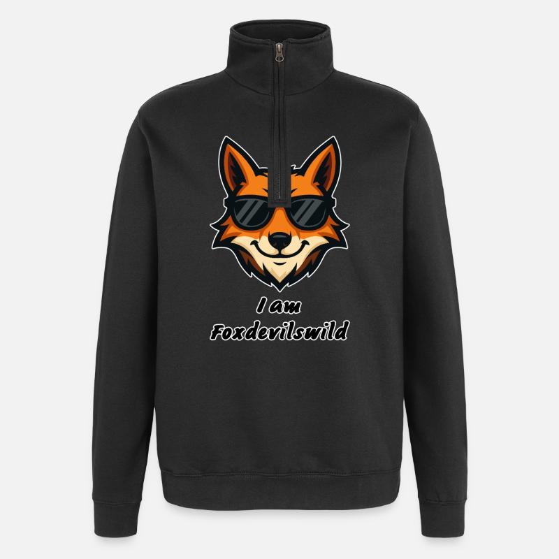 Foxdevilswild - I am Foxdevilswild - be cool - Quarter-Zip-Sweatshirt - Schwarz