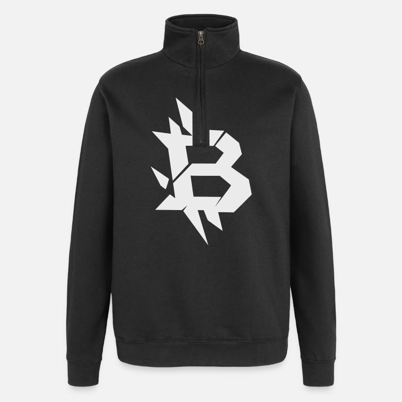 Conception angulaire du Bitcoin B - Sweat à zip 1/4 - noir