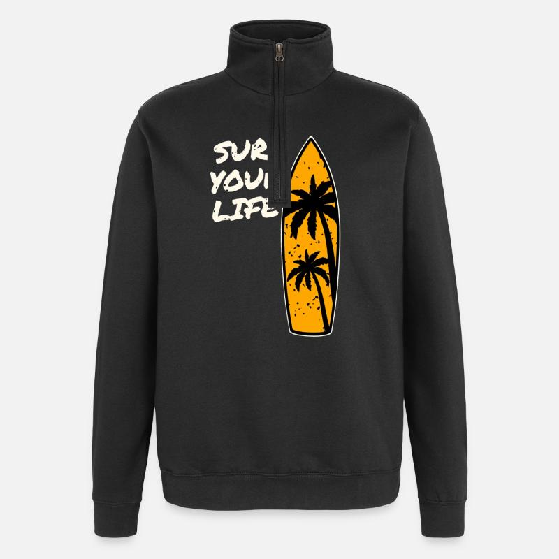 Surfer Lebensmotto - Quarter-Zip-Sweatshirt - Schwarz