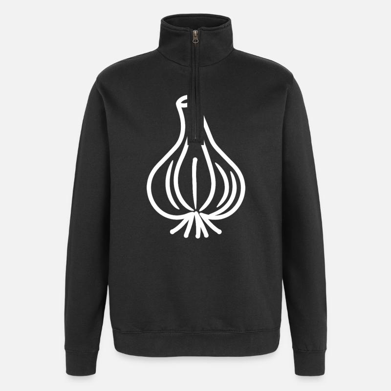 Minimalistische Knoblauchzehe - Quarter-Zip-Sweatshirt - Schwarz