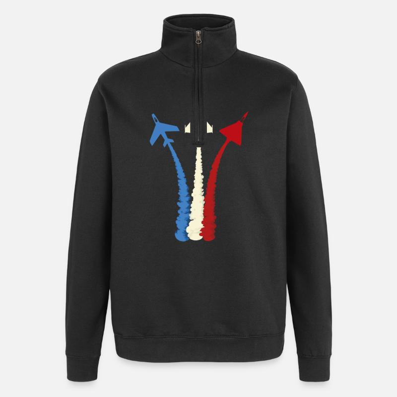 Avions Français - Sweat à zip 1/4 - noir