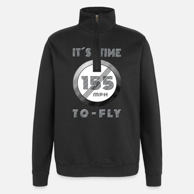 Zeit läuft 155 mph Retro Design - Quarter-Zip-Sweatshirt - Schwarz