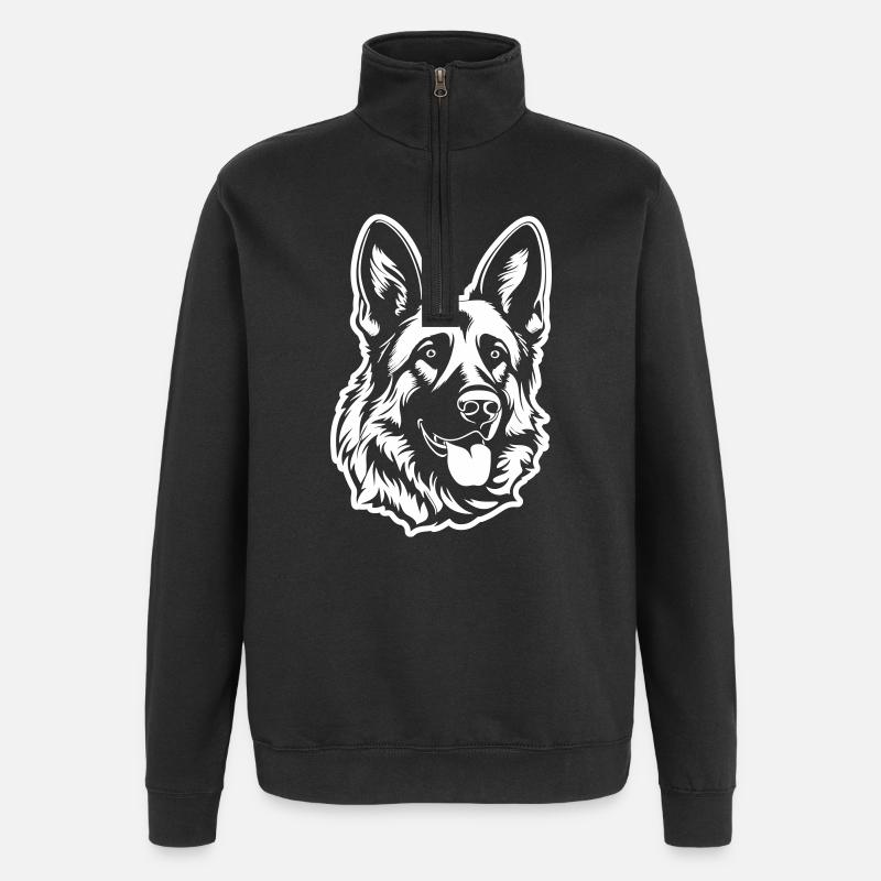 Schäferhund Hund Kopf - Quarter-Zip-Sweatshirt - Schwarz