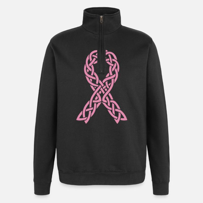 Pink Celtic Anticancer Tape - Quarter-Zip Sweatshirt - black