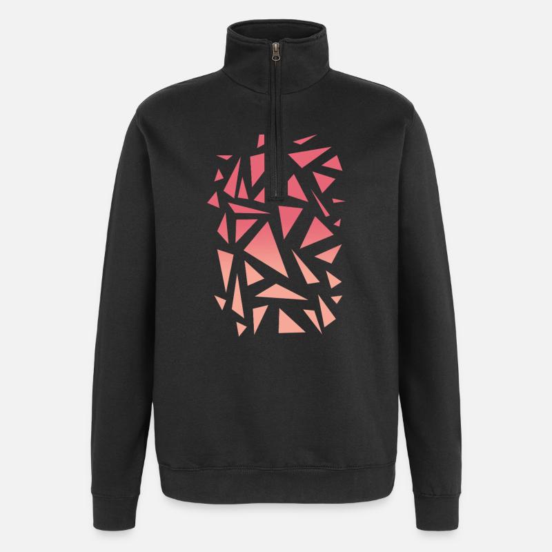 Dreieck Muster - rosa gradient - Quarter-Zip-Sweatshirt - Schwarz