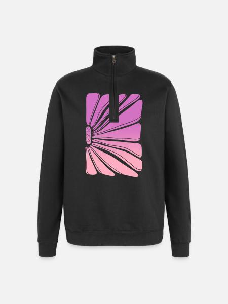 Flower in pink purple gradient - Quarter-Zip-Sweatshirt - Schwarz
