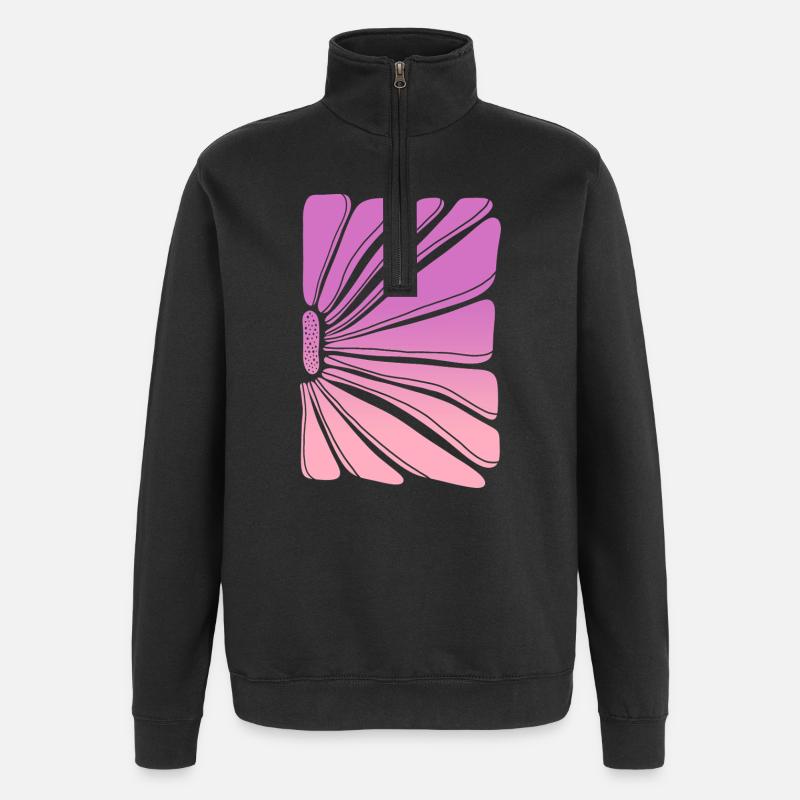 Fleur en dégradé rose violet - Sweat à zip 1/4 - noir