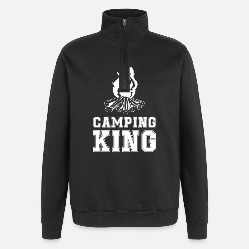 Camping King Feu de camp - Sweat à zip 1/4 - noir