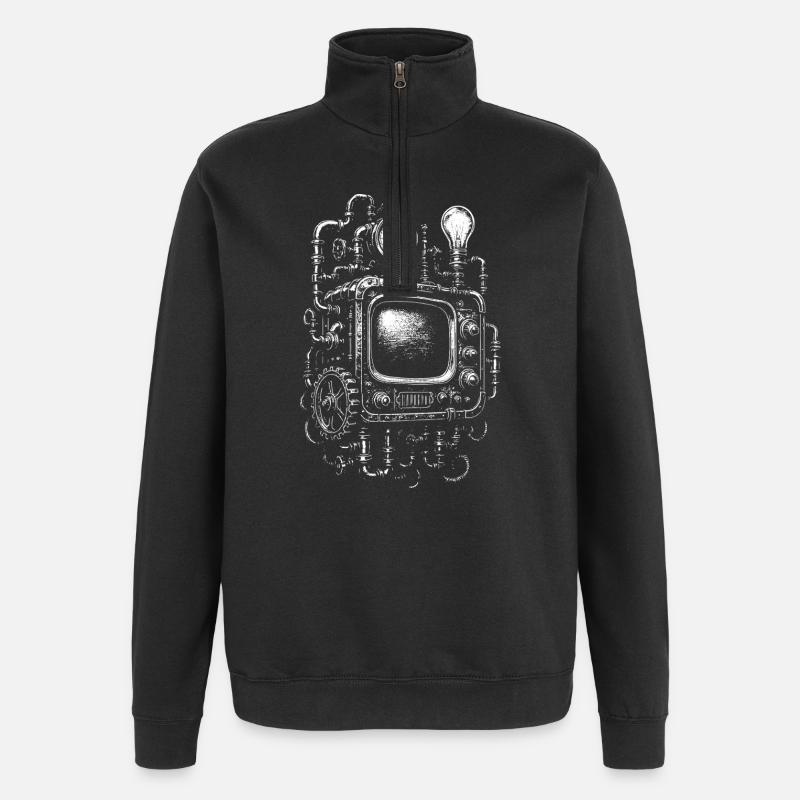 Moteur de télévision steampunk - Sweat à zip 1/4 - noir
