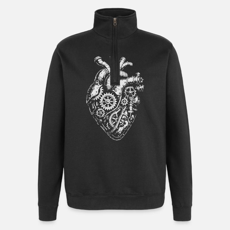 Steampunk Heart Getriebe - Quarter-Zip-Sweatshirt - Schwarz