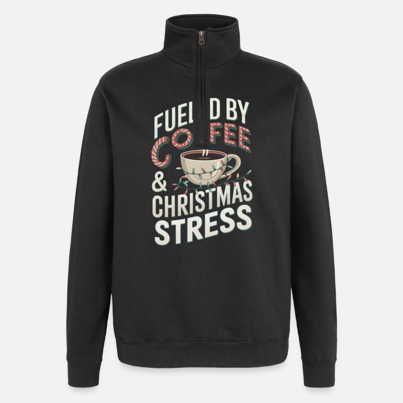Café de Noël Humour - Sweat à zip 1/4 - noir