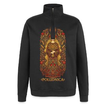 Poludnica Slavic Sun Maiden - Quarter-Zip Sweatshirt - black - Front - AI Model Female 172 light (172cm) & AI Model Male 178 dark (178cm)