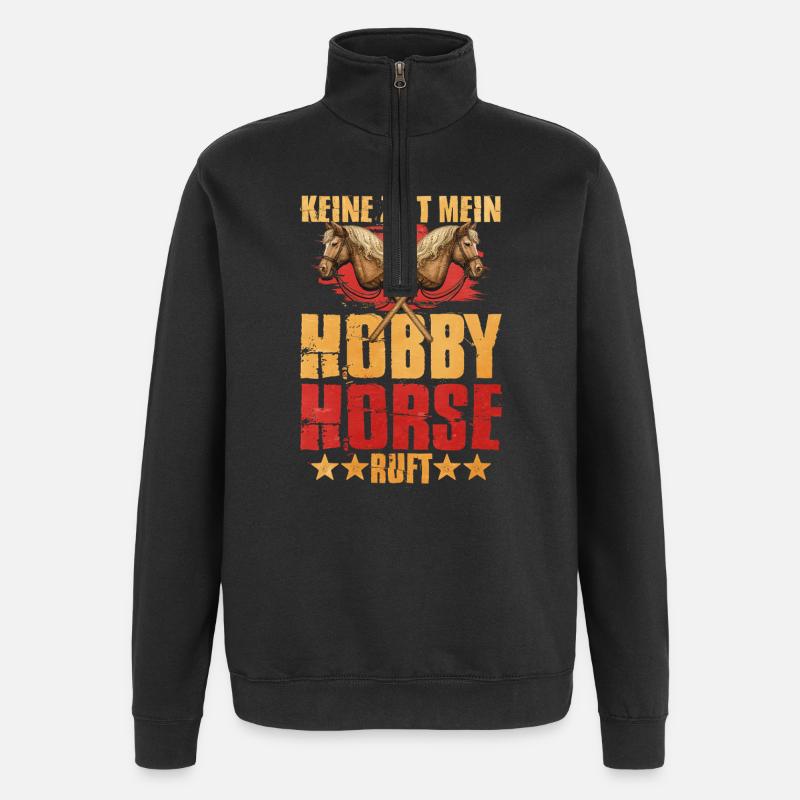 Doppelte Pferdeköpfe Hobby Horse Statement - Quarter-Zip-Sweatshirt - Schwarz