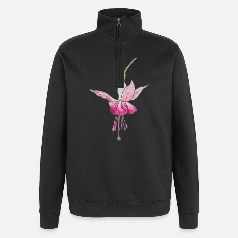 Fuchsienblüte - Quarter-Zip-Sweatshirt - Schwarz