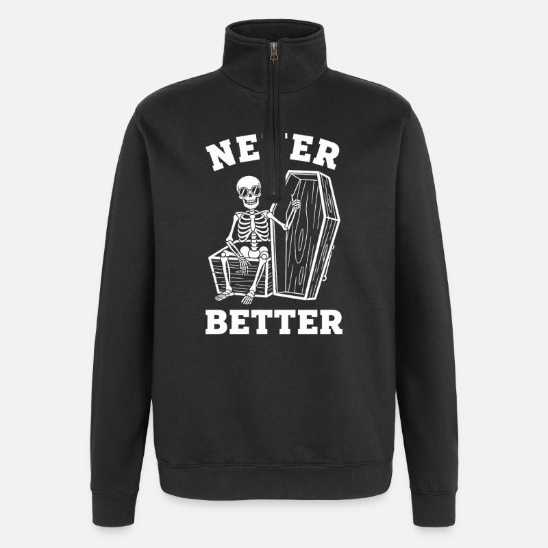 Nie besser Skelett-Sarg - Quarter-Zip-Sweatshirt - Schwarz