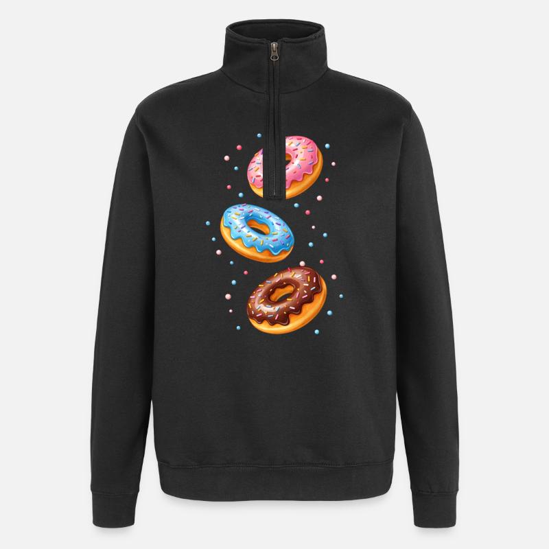 Bunte Donuts Illustration Set   - Quarter-Zip-Sweatshirt - Schwarz