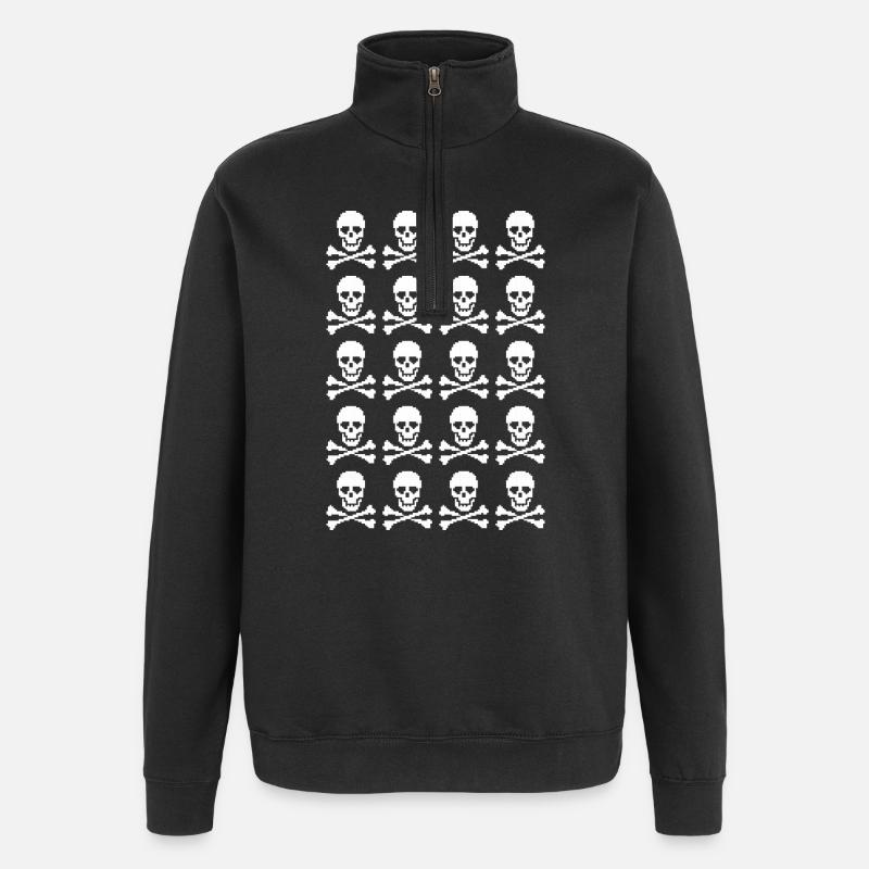 Skull & Crossbones Repeating Pattern - Quarter-Zip Sweatshirt - black