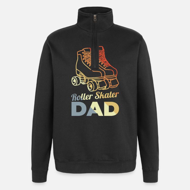 Père du roller - Sweat à zip 1/4 - noir