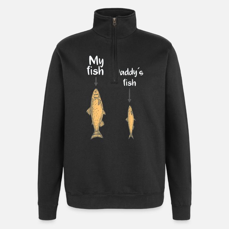My fish, Daddy's fish - Quarter-Zip Sweatshirt - black