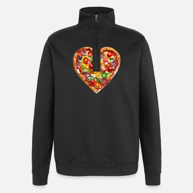 Herzpizza Farbenvielfalt - Quarter-Zip-Sweatshirt - Schwarz