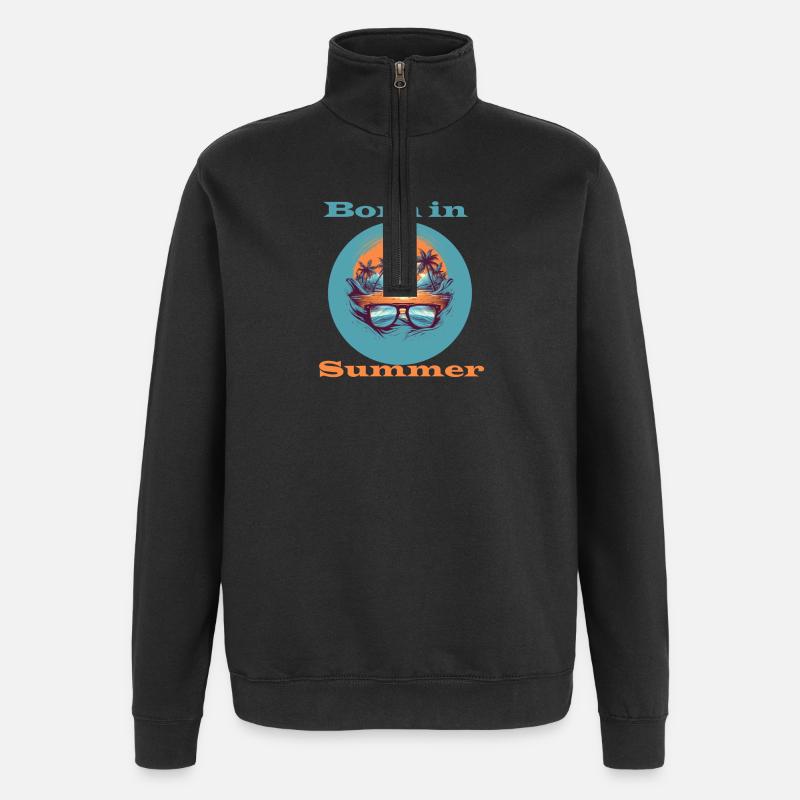 Born in Summer - Quarter-Zip Sweatshirt - black