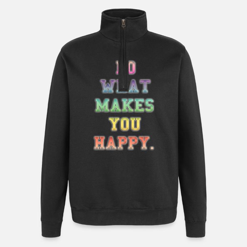 Inspirierende farbenfrohe Glücksbotschaft - Quarter-Zip-Sweatshirt - Schwarz