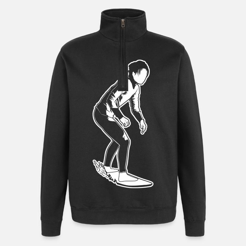 Fille surfeuse - Sweat à zip 1/4 - noir