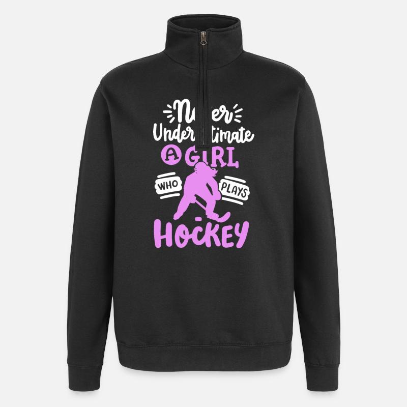 Eishockey Eishockeyspielerin - Quarter-Zip-Sweatshirt - Schwarz
