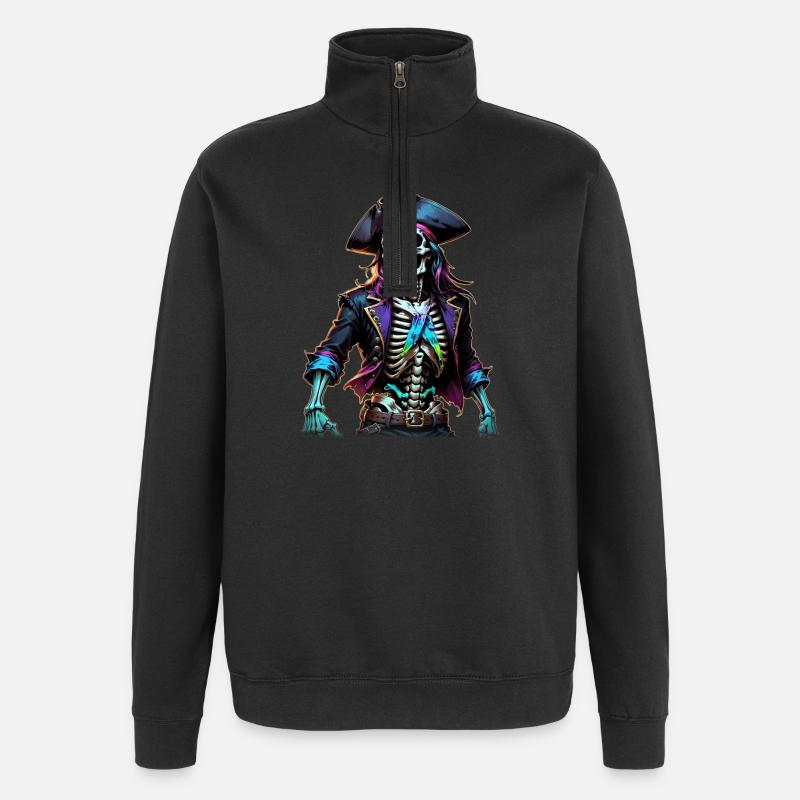 Illustration de squelette de pirate - Sweat à zip 1/4 - noir