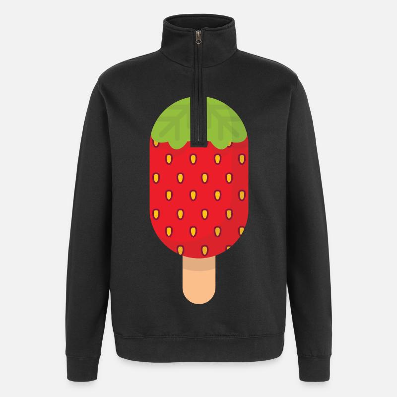 Erdbeere - Quarter-Zip-Sweatshirt - Schwarz