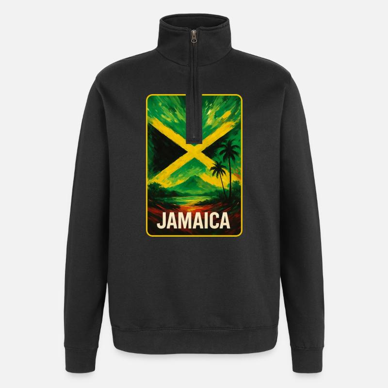 Jamaika Landschaft Design - Quarter-Zip-Sweatshirt - Schwarz