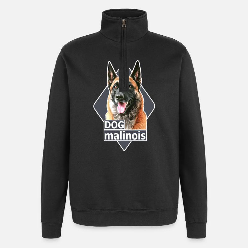 Malinois-Hundeillustration - Quarter-Zip-Sweatshirt - Schwarz
